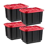 IRIS USA 11.5Gal/46Qt 4 Pack All-Weather Heavy-Duty Stackable Storage Plastic Bin Tote Container with Quick Snap Lid (20