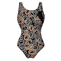 Cute Paw Dog Mom One Piece Swimsuit for Women Tummy Control Bathing Suit Slimming Backless Swimwear