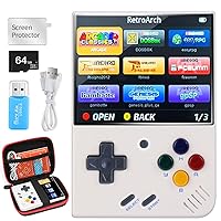 Miyoo Mini Plus,Retro Handheld Game Console with 64G TF Card,Support 10000+Games,3.5-inch Portable Rechargeable Open Source Game Console Emulator with Storage Case,Support WiFi. (White, 3.5-inch)