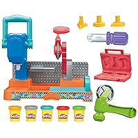 Play-Doh Stamp & Saw Tool Bench Playset, Construction Toys for Boys & Girls 3 Years & Up, Kids Arts & Crafts