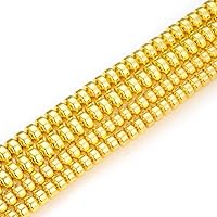 2 Strands Adabele Grade A Natural Hematite Gold Plated Healing Gemstone 4mm x 2mm Small Loose Round Rondelle Stone Beads (364-372pcs) for Jewelry Craft Making GFC7-3