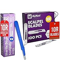 Bundle of Disposable 10R Blades Dermaplaning Scalpels (Pack of 10) + Pack of 100#10R Blades