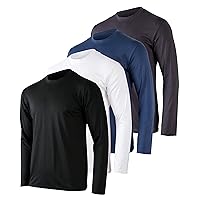 4 Pack: Men's Dry-Fit UV Moisture Wicking UPF 50+ SPF Sun Protective Fishing Hiking Swim Long Sleeve Shirt