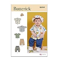 Butterick Babies, T-Shirt, Pants and Hat Sewing Pattern Kit, Design Code B6949, Sizes XS-S-M-L, Multicolor