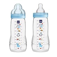 Easy Active Baby Bottle, Switch Between Breast and to Clean, 4+ Months, Boy, 2 count (Pack of 1)