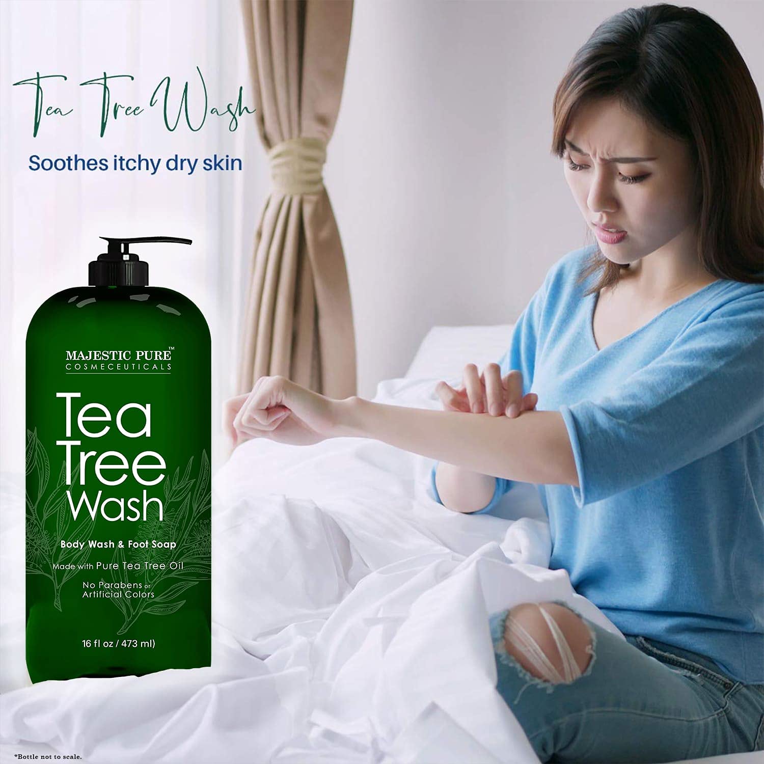 MAJESTIC PURE Tea Tree Body Wash - Formulated to Combat Dry, Flaky Skin - Soothes, Nourishes and Moisturizes Irritated, Chapped, Problem Skin Areas - (Packaging may Vary) -16 fl. oz.