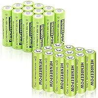 Henreepow Ni-MH AA Rechargeable Batteries, Double A High Capacity 1.2V 1300mAh Pre-Charged for Garden Landscaping Outdoor Solar Lights, String Lights, Pathway Lights