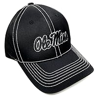 Blackout Ole Miss Rebels Script Logo Black Curved Bill Adjustable Hat