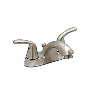 Huntington Brass 14431-72 4-Inch Center Set Two Handle Low Arc Lavatory Faucet with Brass Pop-Up Drain Assembly, Satin Nickel