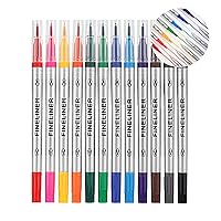 Dual Brush Marker Pens - 12 Double Tip Brush Pens Art Markers - Fine and Brush Tip Pen Art Supplier for Kids Adult Coloring Books, Bullet Journaling, Drawing