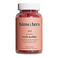 HIMS & HERS biotin Builder Gummy with Vitamins B12, B6 and D, Gluten Free, no Artificial sweeteners or Flavors, Wild Cherry , 60 Count