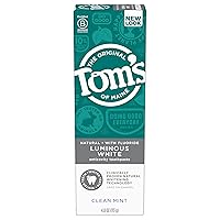 Natural Luminous White Toothpaste with Fluoride, Clean Mint, 4.7 oz. (Packaging May Vary)
