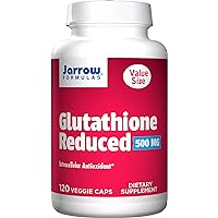 Jarrow Formulas Glutathione Reduced 500 mg - Pharmaceutical Grade Glutathione - Intracellular Antioxidant - Dietary Supplement - Bolsters Regeneration of Vitamin C & E 120 Servings(PACKAGING MAY VARY)