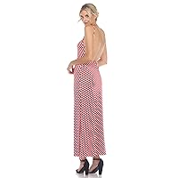 Women's Backless Striped Maxi Dress