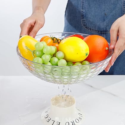 Liacere 2Pcs Plastic Fruit Bowls - Crystal Bowls - Fruit Bowl for Kitchen Counter - Plastic Fruit Holder - Fruit Basket Perfect for Fruit Storage & Serving & Cooking & Baking & Kitchen