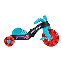 American Plastic Toys Mini Trike Tricycle, Strong Steel Axles for Balance, Motor Skills Development, Red, Blue, Cool Graphics, Ages 18 Months+, Large