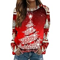 Women's Ugly Christmas Sweatshirts Casual Round Neck Long Sleeve Printing Raglan Sweatshirt Top Casual, S-3XL