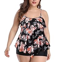 Women Fattened Plus-Size Swimsuit Covers The Belly to Show Thin Conservative Print Skirt Split Swimsuit Boxer Trunk