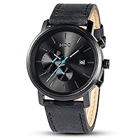 Infantry MDC Mens Black Watch Fashion, Chronograph Quartz Wrist Watches for Men, with Auto Date Waterproof, Genuine Leather Strap