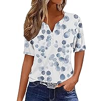 Women's Print Fashion Shirt Loose Button Short Sleeve V-Neck Blouse Top Comfort Casual Tshirt Tops Summer Daily Cloth