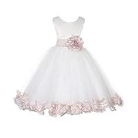 Ivory Tulle Floral Petals Flower Girl Dress Formal Birthday Party Easter 302S