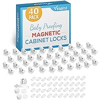 Vmaisi Adhesive Magnetic Locks for Cabinets & Drawers (40 Locks and 4 Keys)