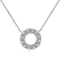 Round Full-Inlay 1.2cttw Moissanite 925 Silver Platinum Plated Necklace 40+5cm NX109