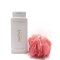 Sweet Peach & Nectar Body Wash by Native 18 oz (Pack of 1) + Loofah