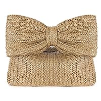 Women Bow Purse Summer Straw Woven Clutch Bag Handbags Vacation Beach Tote Formal Party Wedding 2024 New