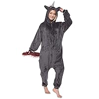 1852-043 Onesie, Unisex Adults, Ruby The Punk Unicorn (Pink-Black), Body Size 170-180 cm