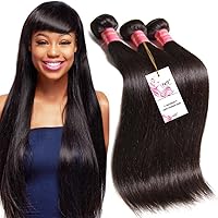 UNice 10A Peruvian Straight Hair 3 Bundles 22 24 26 inch 100% Virgin Unprocessed Human Hair Weave Extensions 100g/pc