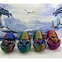 Dragon with Dragon Egg, Articulated Gem Dragon with Egg, Fidget Toy for Autism ADHD, 3D Printed Dragon, Dragon Gift Idea-DR005-SET-NEW (RED Green Blue)