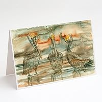Caroline's Treasures 8980GCA7P Pelicans on their perch Abstract Greeting Cards and Envelopes Pack of 8 Blank Cards with Envelopes Whimsical A7 Size 5x7 Blank Note Cards