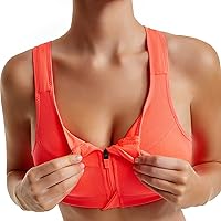 Women's Sports Bra, Zip Front, High-Impact Support Bras, Wirefree Bra for Women, Workout Yoga Tank Tops, Plus Size