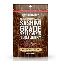 Kaimana Ahi Tuna Jerky Kiawe Smoked Sea Salt 2 Ounce - Soft and Tasty - Premium Fish Jerky Made in the USA. High in Omega 3's, All Natural and Wild Caught