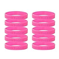 Boobie Buddies Pink Silicone Bracelets Bundle Pack – Breast Cancer Awareness Silicone Bracelets – Perfect for Men and Women, Adult Size (Pack of 10)