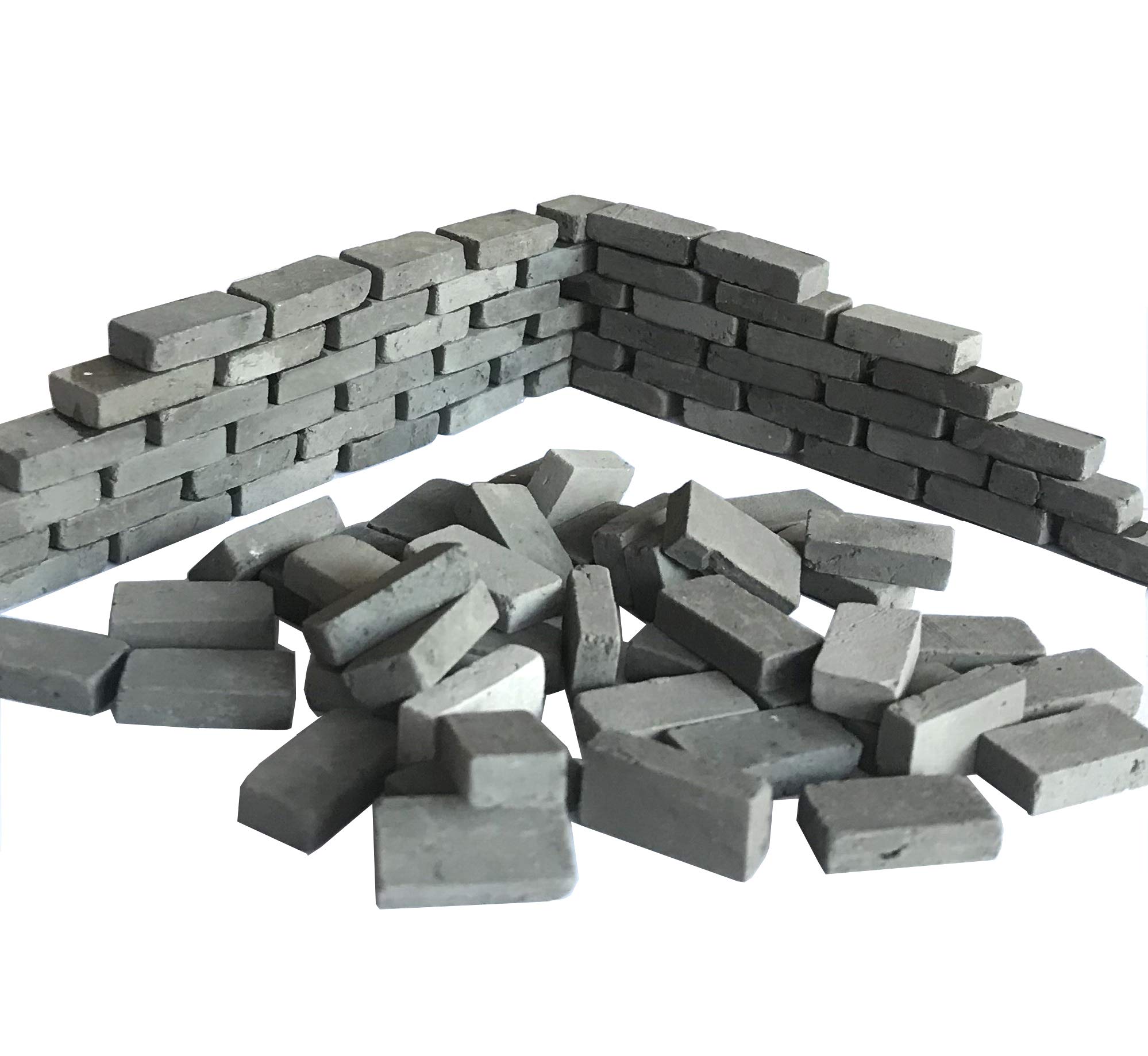 Lehung Miniature 1/16 Scale Wall Brick 200pcs Mini Clay Bricks Diorama Landscaping Accessories (Grey)