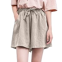 Womens Summer Casual Shorts High Waisted Wide Leg Flowy Shorts for Women 2024 Trendy Loose Linen Beach Shorts with Pockets