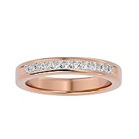 Certified 14K Gold Ring in Princess Cut Natural Diamond (0.55 ct) With White/Yellow/Rose Gold Wedding Ring For Women