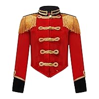 Girls Boys Circus Ringmaster Costume Ringleader Drummer Uniform Tassel Epaulet Jacket Halloween Cosplay Party Outfit