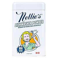 Nellie's Dishwasher Powder - Tough on Food Residue, Plant-Based Ingredients, Septic Safe, Spotless Clean, High-Efficiency Dishwashing Solution - 100 Scoop Tin