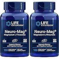 Life Extension Neuro-Mag 150 Veg Caps (Pack of 2), Magnesium L-Threonate, Magtein Supplement
