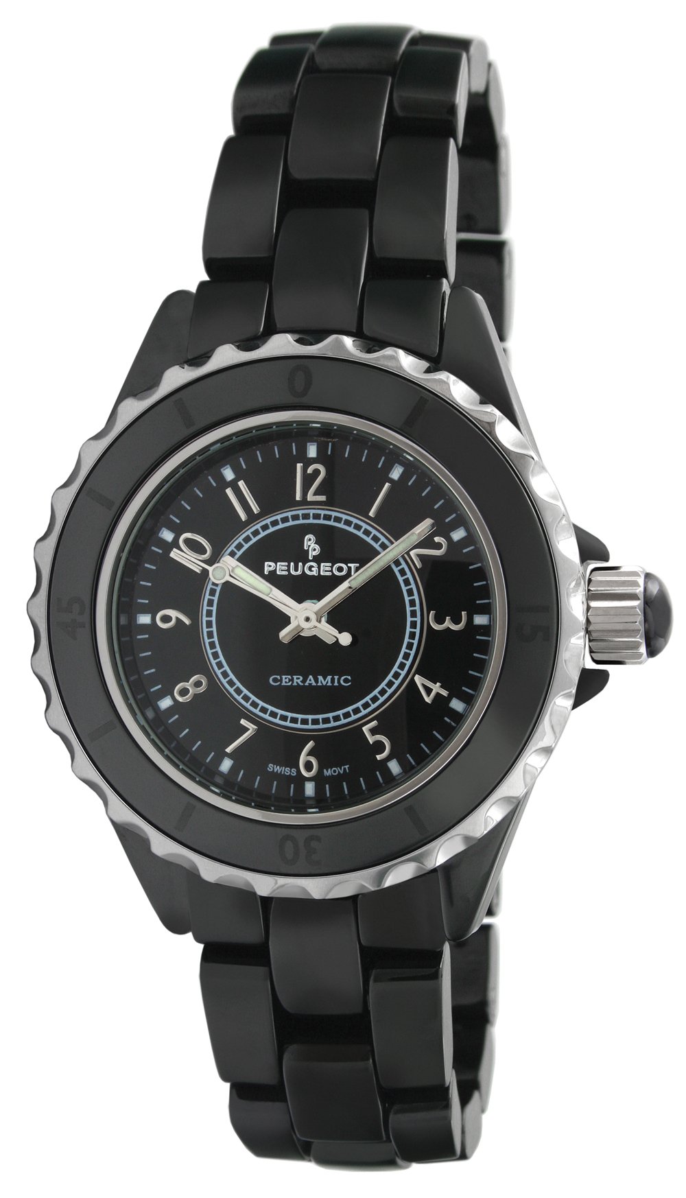Peugeot Swiss Ladies Black Genuine Ceramic Sport Bezel Watch PS4895BK