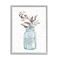Stupell Industries Handmade Soap Jar Cotton Flower Bathroom Word, Design by Lettered and Lined Gray Framed Wall Art, 11 x 14, Grey