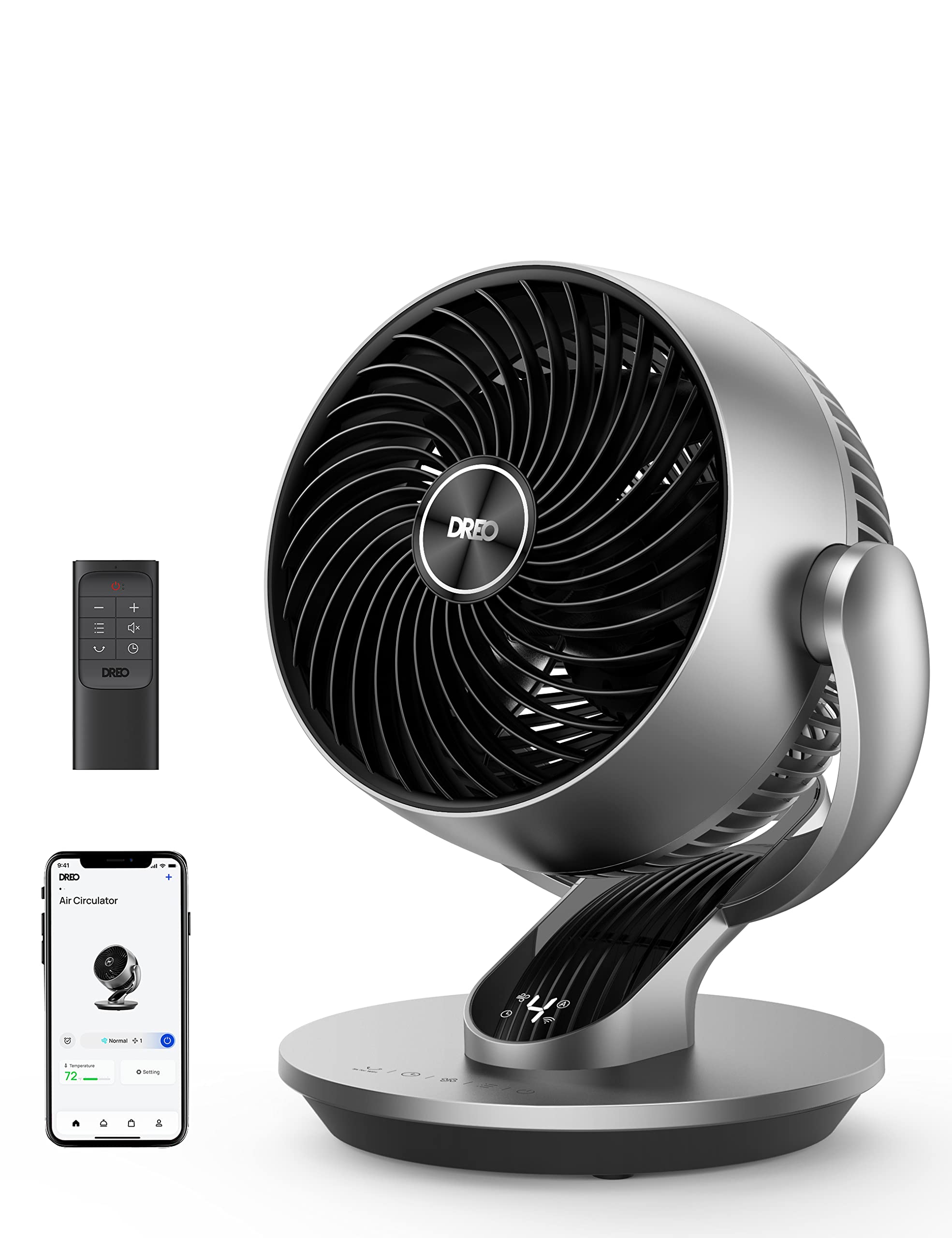Dreo Smart Desk Fan for Bedroom, Powerful 70 ft Whole Room Air Circulator Fan, 120°+90° oscillating fans & Table Fans for Home Bedroom, 9 Inch Quiet Oscillating Floor Fan with Remote, Air Circulator