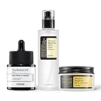 COSRX Advanced Skin Cycling Routine- Retinol 0.5% Oil Serum + Snail 96% Mucin Essence + Snail 92% All In One Cream, Firming and Moisturizing for Youthful Glowing Skin, Korean Skincare