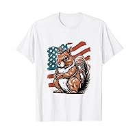 Squirrel With American Flag Patriotic USA T-Shirt