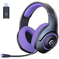 KAPEYDESI Wireless Gaming Headset, 2.4GHz USB Gaming Headphones for PS5, PS4,Switch,PC,Mac with Bluetooth 5.2, 40H Battery, ENC Noise Canceling Microphone, 3.5mm Wired Jack for Xbox Series (Purple)