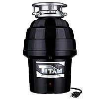 Titan 10-US-TN-T-960-3B Garbage Disposal, 3/4 HP - Deluxe, Black with Stainless Steel Sink Flange and Silver Guard