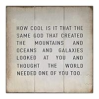 Wood Sign with Quotes How Cool is It That The Same God That Created The Mountains Wooden Signs Custom Personalized Rustic Wall Hanging Sign Home Bedroom Bathroom Decor 12×12-Inch